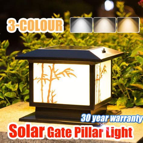 2024NEW 】 Solar Gate Pillar Light LED 4 Tricolor Outdoor Lamp .